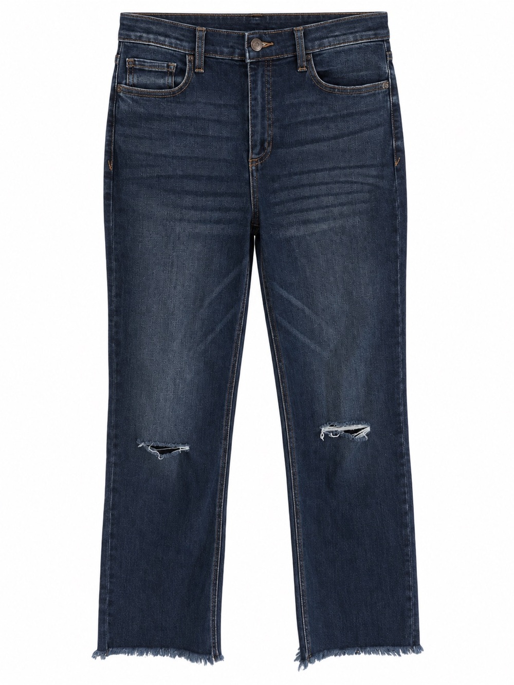 High-Rise Dark Wash Cropped Distressed Women's Jeans